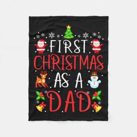 Mens First Christmas As A Dad Cute Xmas New Dad An Fleecedecke (Vorderseite)