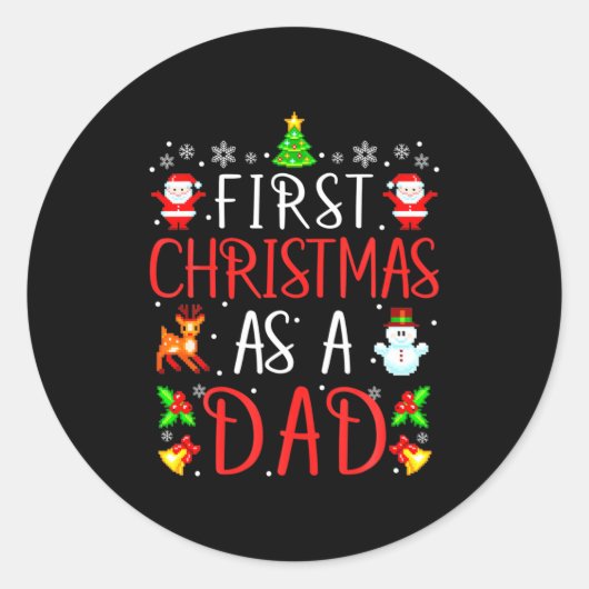 Mens First Christmas As A Dad Cute Xmas New Dad An Runder Aufkleber (Vorderseite)