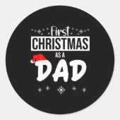 Mens First Christmas As A Dad Funny Xmas New Fathe Runder Aufkleber (Vorderseite)
