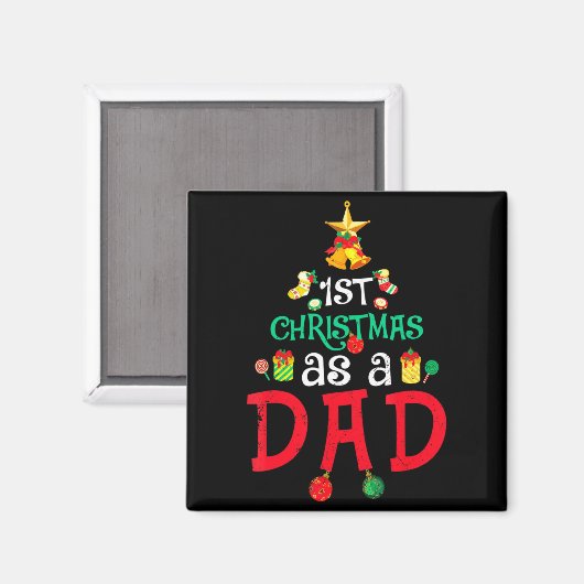 Mens First Christmas As A Dad Xmas New Daddy Anno Magnet (Vorderseite/Rückseite)
