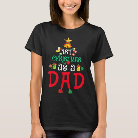 Mens First Christmas As A Dad Xmas New Daddy Anno T-Shirt (Vorderseite)