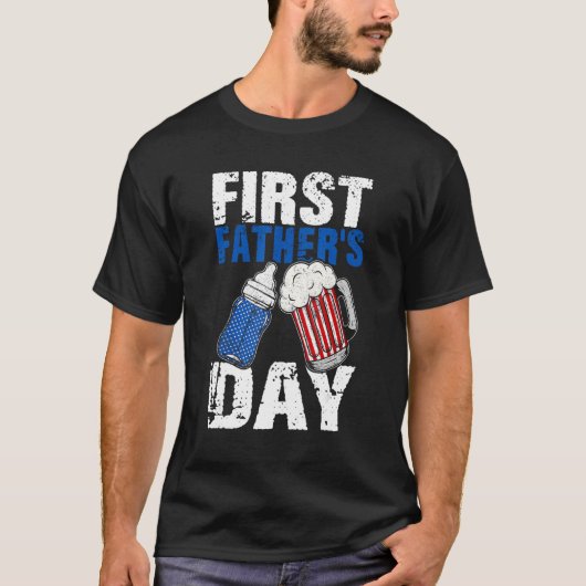 Mens First Father s Day  Beer Baby Bottle Daddy Da T-Shirt (Vorderseite)