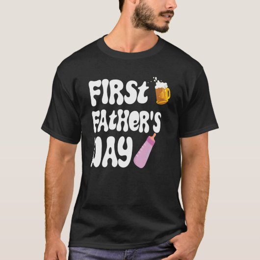 Mens First Father's Day Beer Baby Bottle Daddy 202 T-Shirt (Vorderseite)