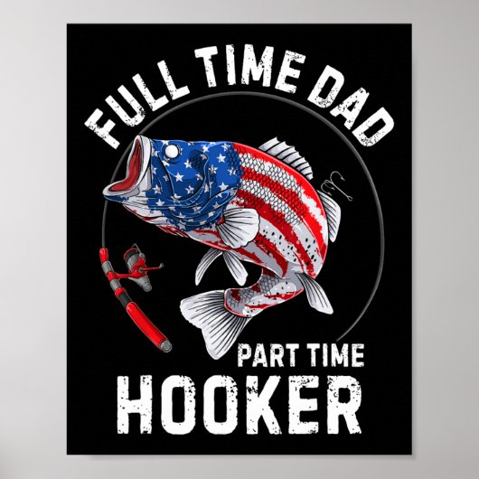 Mens Fischen amerikanische Flagge Vintag Vollzeit Poster (Vorne)