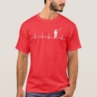 Mens Fishing Heartbeat EKG Pulse Fisherman Lover T-Shirt