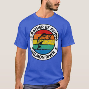Mens Fishing Salmon River Idaho Chinook Coho Steel T-Shirt