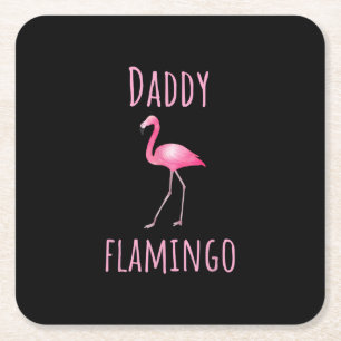 Mens Flamingo Gift Daddy Flamingo Summer Pink Bird Rechteckiger Pappuntersetzer