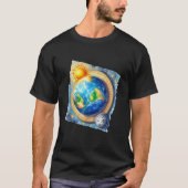 Mens Flat Earth Society Funny Conspiracy Space Glo T-Shirt (Vorderseite)