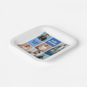 Mens Foto Collage Custom Blue Geburtstagsparty Pappteller (Gewinkelt)