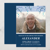 Mens Foto Navy Blue 77. Einladung (Vorne/Hinten)