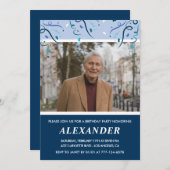 Mens Foto Navy Blue 96. Geburtstag Einladung (Vorne/Hinten)