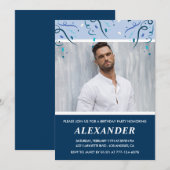 Mens Foto Navy Blue Einladung (Vorne/Hinten)