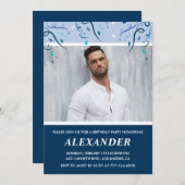 Mens Foto Navy Blue Einladungen zum 59. Geburtstag (Vorne/Hinten)