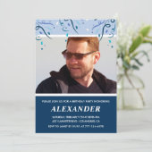 Mens Foto Navy Blue Einladungen zum 67. Geburtstag (Stehend Vorderseite)