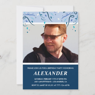 Mens Foto Navy Blue Einladungen zum 69. Geburtstag