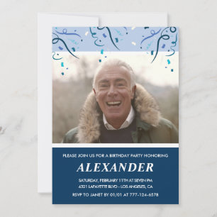 Mens Foto Navy Blue Einladungen zum 72. Geburtstag