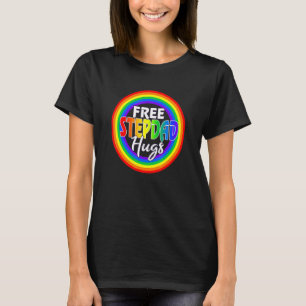 Mens Free Stepdad Hugs Gay Lgbt Pride Month Fathe T-Shirt