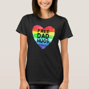 Mens Free Vater Hugs Rainbow Heart Flag Gay Lgbt P T-Shirt