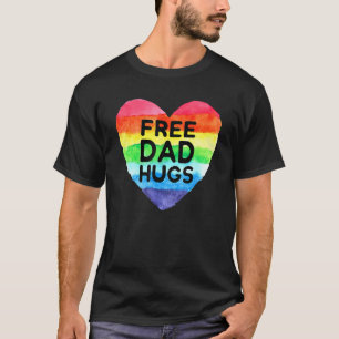 Mens Free Vater Hugs Rainbow Heart Flag Gay Lgbt P T-Shirt
