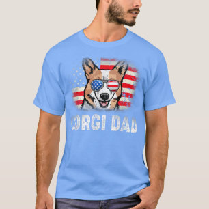 Mens Fun Corgi Vater American Flag Vatertag T-Shirt