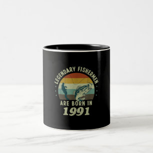 Mens Funny 30. Geburtstag Fischen Geschenk für 30 Zweifarbige Tasse