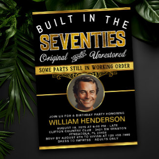 Mens Funny Birthday Gebaut in den 70er Jahren Einladung