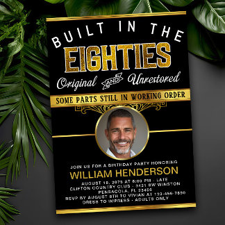 Mens Funny Birthday Gebaut in den 80er Jahren Einladung