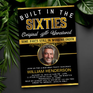 Mens Funny Birthday Party erbaut in den 60er Jahre Einladung
