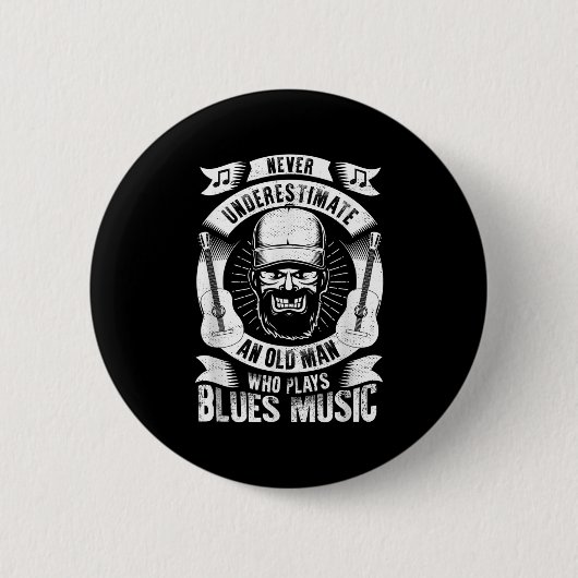 Mens Funny Blues Music Quote Button (Vorderseite)