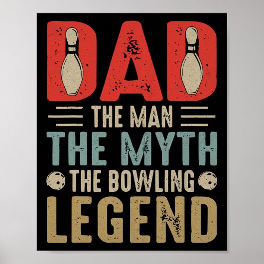 Mens Funny Bowler Vater Bowling Legend Vatertag Poster (Vorne)