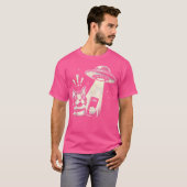 Mens Funny Cat Alien Ufo Begegnung Sci-Fi T-Shirt (Vorne ganz)