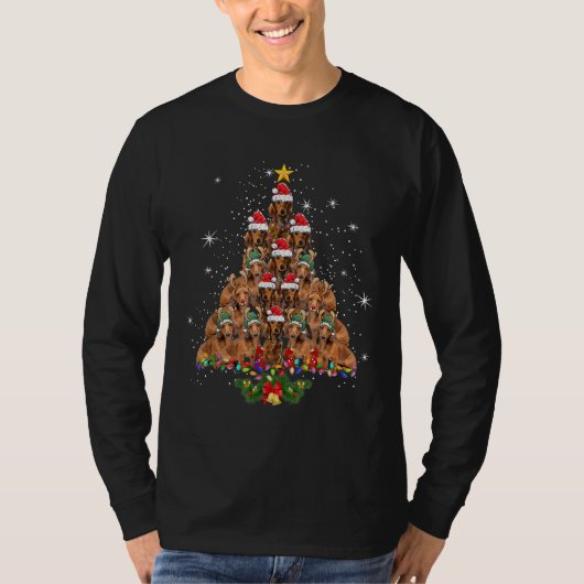 Mens Funny Christmas Tree Dackel T-Shirt (Vorderseite)