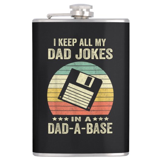 Mens Funny dad Jokes in dad-a-Base Flachmann (Vorderseite)