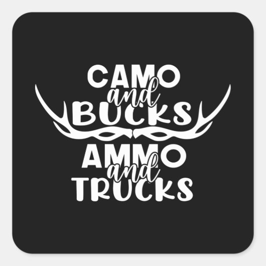 Mens Funny Deer Jagd Spaß T Shirts für Männer Quadratischer Aufkleber (Vorderseite)