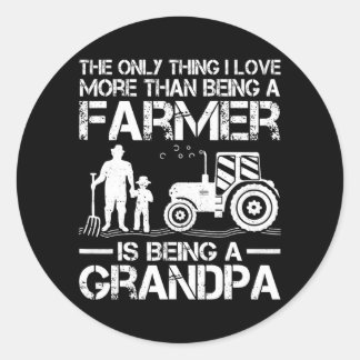 Mens Funny Farm Traktor Retro Bauer Großvater Runder Aufkleber