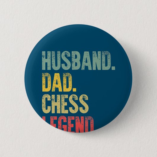 Mens Funny Gift Husband Vater Schach Legende Button (Vorderseite)