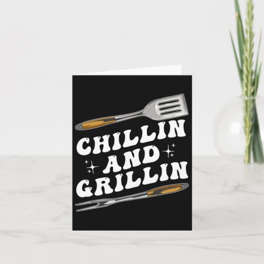 Mens Funny Grillen Chillin und Grillin Karte (Vorderseite)