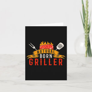 Mens Funny Grillen Natural Geboren Griller Retro F Karte