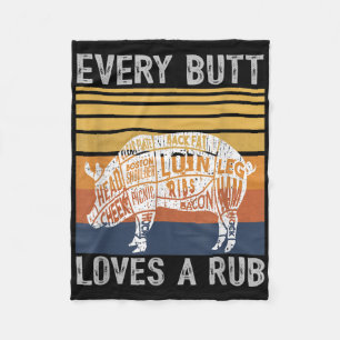Mens Funny Hintern Lieben Rub Fleisch Grillen Rauc Fleecedecke
