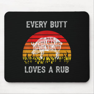 Mens Funny Hintern Lieben Rub Fleisch Grillen Rauc Mousepad