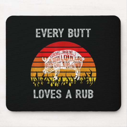 Mens Funny Hintern Lieben Rub Fleisch Grillen Rauc Mousepad (Vorne)