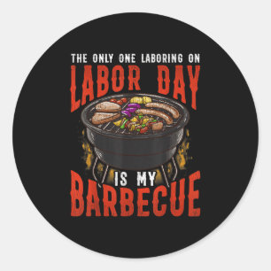 Mens Funny Labour Day Barbecue T Shirt Grillen Par Runder Aufkleber