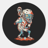 Mens Funny Lacrosse Zombie Player Lax Lazy Hallowe Runder Aufkleber (Vorderseite)