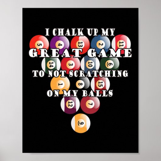 Mens Funny No Scratching Scratch Game Pool Billiar Poster (Vorne)