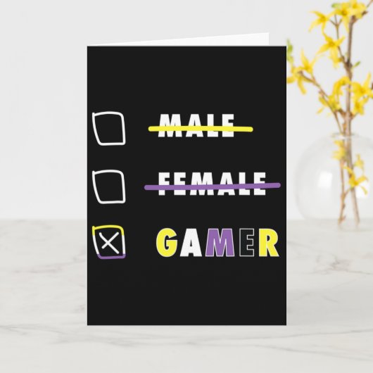 Mens Funny Nonbinary Gamer En Karte (Gelbe Blume)