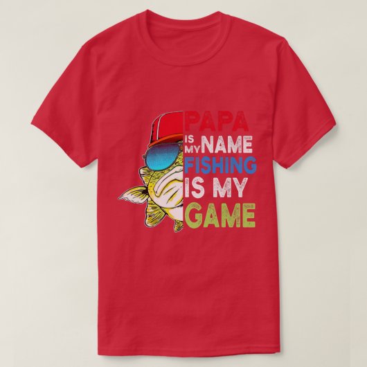 Mens Funny Papa ist mein Name Fischen ist mein Spi T-Shirt (Design vorne)