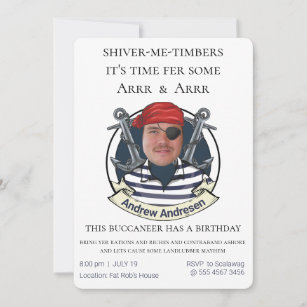 Mens Funny Pirate Geburtstag Fügen Sie Ihren Fab z Einladung