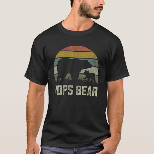 Mens Funny Pops Bear S, Cub Kid Fathers Day Grandl T-Shirt (Vorderseite)