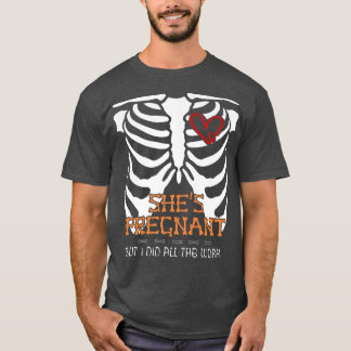 Mens Funny Pregnancy Ankündigung 4 Vater Skelett  T-Shirt