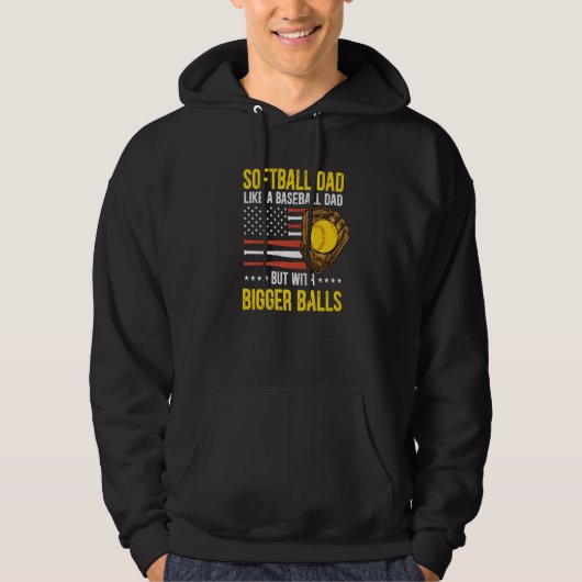 Mens Funny Softball Dad Like A Baseball Dad US Fla Hoodie (Vorderseite)